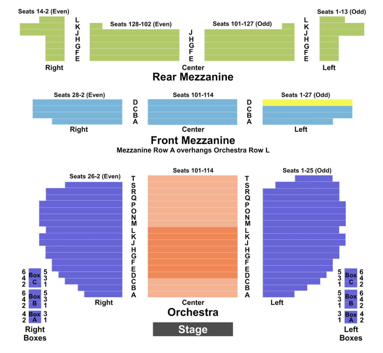 Row Seat Number Hodgetown Seating Chart